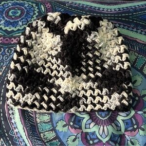 Handmade Beanie in Black, gray, and white